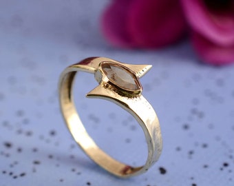 Gold Citrine Ring, Gemstone Ring, statement Ring, Handmade ring, Unique Ring, Gift For Her, Anniversary Ring, Wedding Ring, Promise Ring,