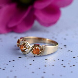 Gold Carnelian Ring, Three Stone Ring, Dainty/Minimalist Ring, Engagement Ring, Promise ring, Gemstone Ring, Gold Stacking Ring, Handmade image 4
