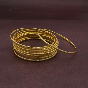 Set of 10 round bangle bracelet, beautiful quality, Stackable Bangle, gold-plated stainless steel, women's gift idea, Indian wedding jewelry