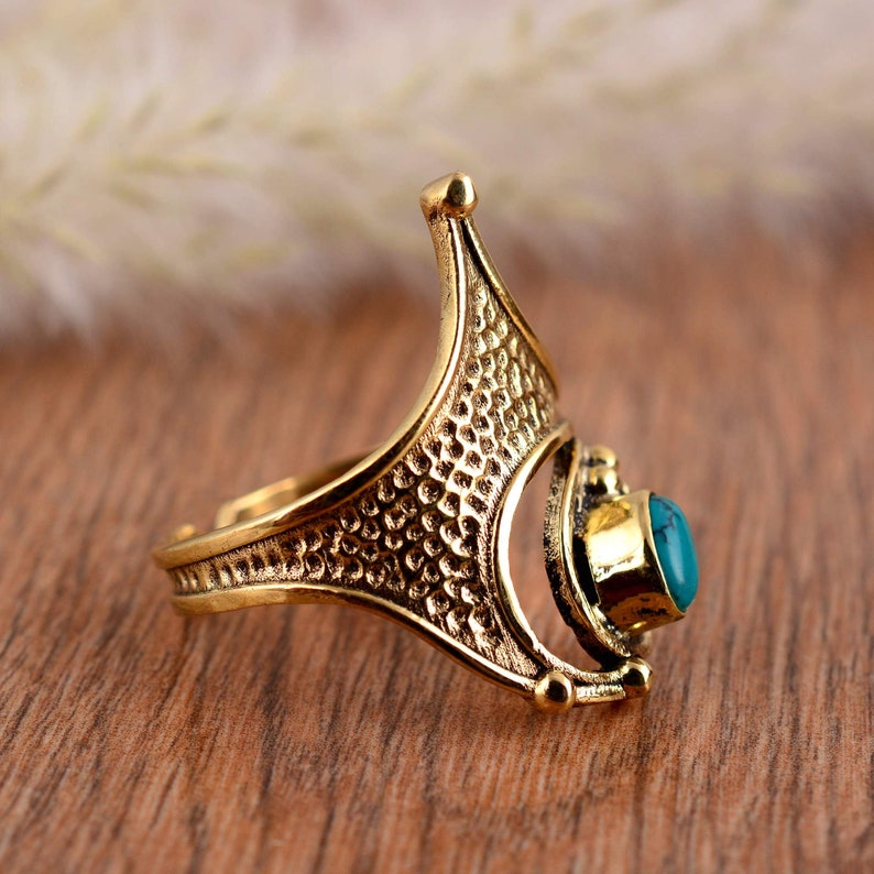 Beautiful Turquoise ring , gemstone ring, handmade ring, gift item, promise ring ,handmade jewelry Bohemian ring, Gift for her, Women's ring image 2