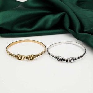 Silver/Brass Snake Bracelet: Adjustable Serpent Design,