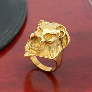 Lion Head Ring, Wild Lion Head Ring, Animal Head Jewelry, Handmade ring, Animal Lover Gift, African Ring, Chunky Biker Rings, Ring For Men