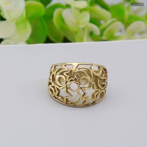 Gold Filigree Ring, Minimalist Ring, Wide Band Ring, Openwork Band,Boho Ring, Ornate Lace Ring, Elegant Ring, Statement Ring ,Filigree Ring,