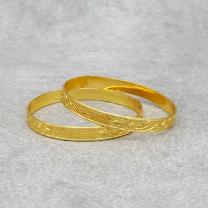 18k Gold Filled Bangle: Textured Stacking Bangle, Minimalist Jewelry,
