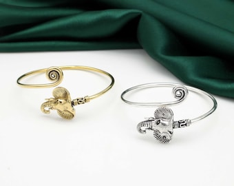 Gold Elephant Bangle, Swirl Tribal Festival Bracelet,