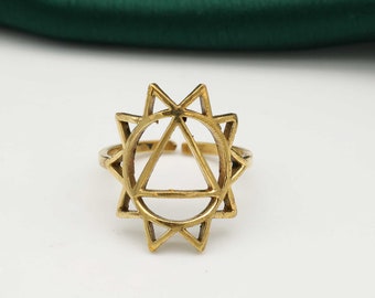 Handmade Brass Chakra Ring: Yoga Meditation Jewelry,