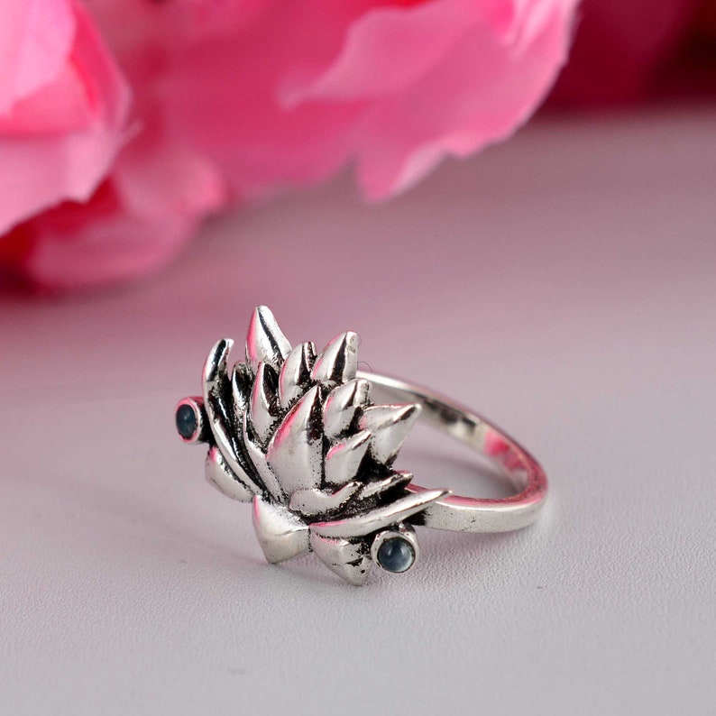 Silver Lotus Ring , 925 Sterling Silver Ring , Handmade Silver Ring , Gift For Her , Designer Ring , Lotus Designer Ring , Fine Silver Ring image 4