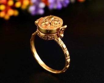Secret Compartment Box ring, Brass Poison Ring, Secret Box Ring, Poisoner Ring, Handmade ring, Dainty Ring, Pill Box Ring, Gift for mother,