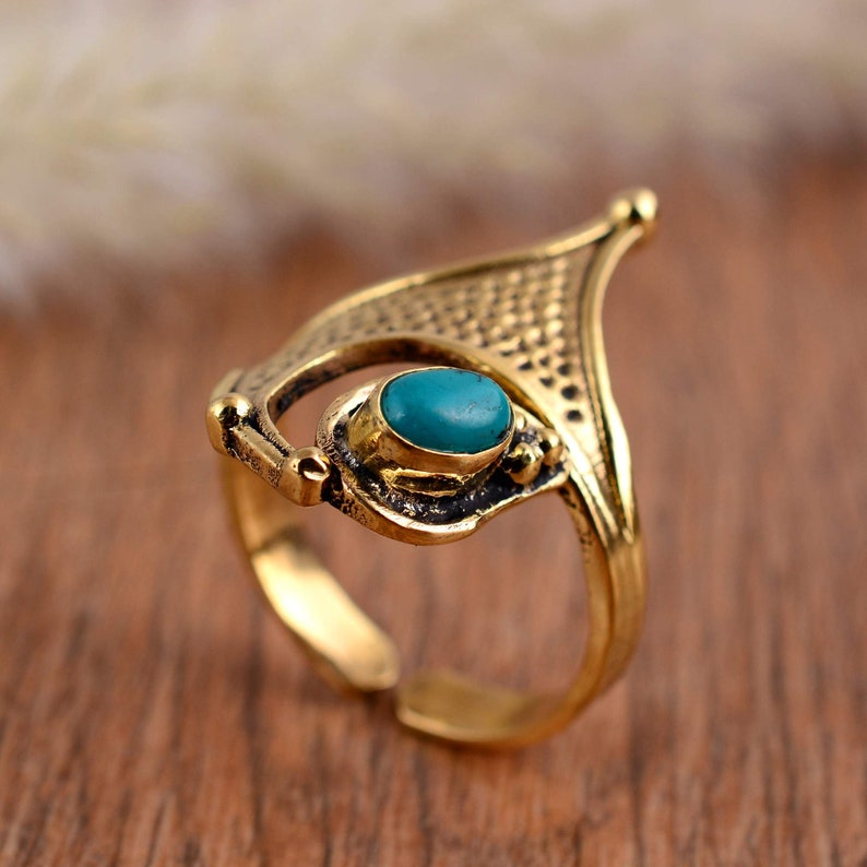 Beautiful Turquoise ring , gemstone ring, handmade ring, gift item, promise ring ,handmade jewelry Bohemian ring, Gift for her, Women's ring image 1