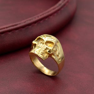 Bague tête de mort en or, bague gothique, bijoux tête de mort, bague squelette, bague de deuil punk, bague punk vintage, bague faite main, bijoux d'Halloween,