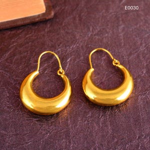Gold Dome Hoops, Gold Brass Earrings, Bold Earrings, Chunky Earrings, Statement Earrings, Thick Hoop Earrings, Minimal Style, Handmade