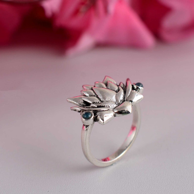 Silver Lotus Ring , 925 Sterling Silver Ring , Handmade Silver Ring , Gift For Her , Designer Ring , Lotus Designer Ring , Fine Silver Ring image 5