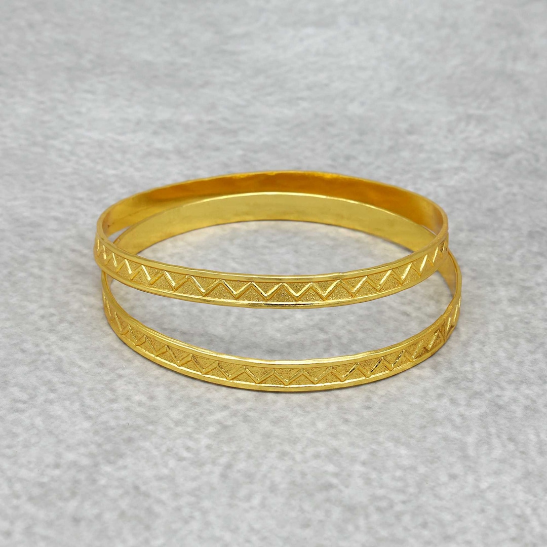 18k Gold Filled Zig-zag Bangle: Handmade Brass Wave Bangle