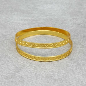 18k Gold Filled Zig-Zag Bangle: Handmade Brass Wave Bangle,