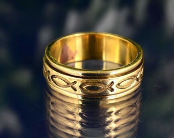 Gold Fish Ring, Promise Ring, Thin Gold Ring, Unique Ring, Wide Band Ring, Gold Stack Ring, Tiny band Ring, Wedding Band, Thumb Band Ring,