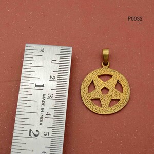 Gold Star of David Pendant: Jewish Medallion Necklace,