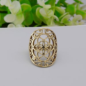 Gold Filigree Mandala Ring: Boho Statement Jewelry,