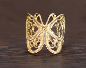 Butterfly Ring, Filigree Butterfly Ring, Butterfly Monrch Ring, Handmade Artisan Crafted ring, Large Butterfly Ring, Antique Butterfly Ring,