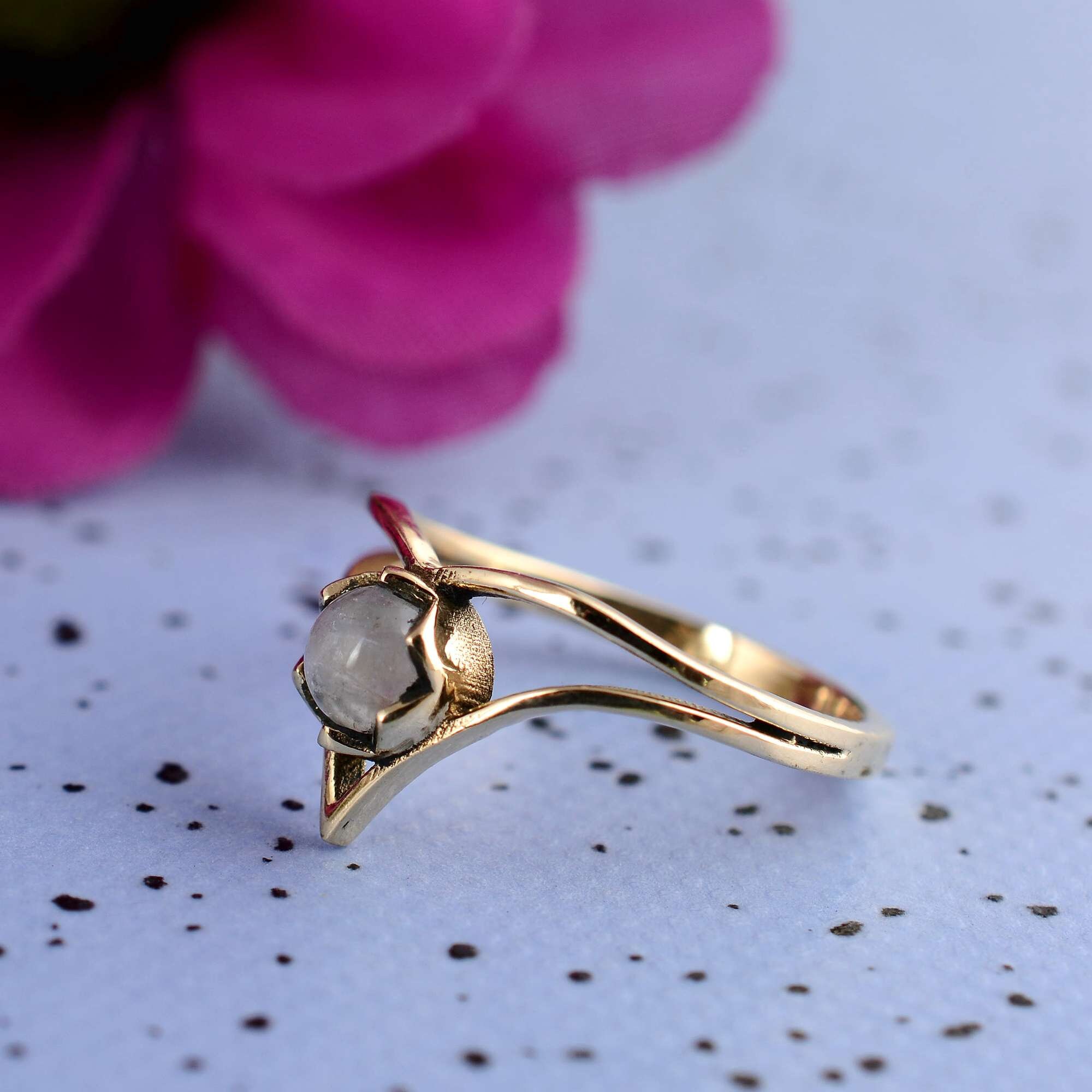 Moonstone Ring, Handmade Ring, Unique Ring, Vintage Ring, Boho Ring