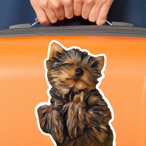 Yorkie Aufkleber / ideal für Laptop, Tumbler, Kindle, Koffer, etc. / Weiße & transparente Optionen / 4 Größen erhältlich / Nur für Innenräume