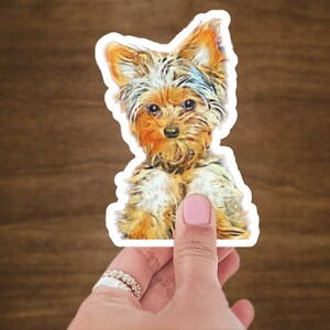 Pegatina Yorkie / Ideal para Kindle, maleta, vaso, automóvil, etc. / Exterior e interior / Resistente al agua, a los arañazos y a los rayos UV / Extraíble, sin residuos
