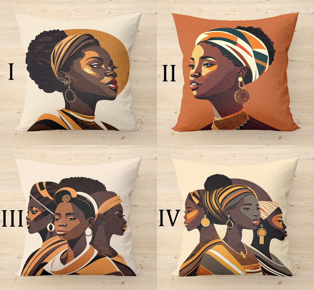 African Woman Pillow Covers Designs Africa Throw Pillow Cover Etsy