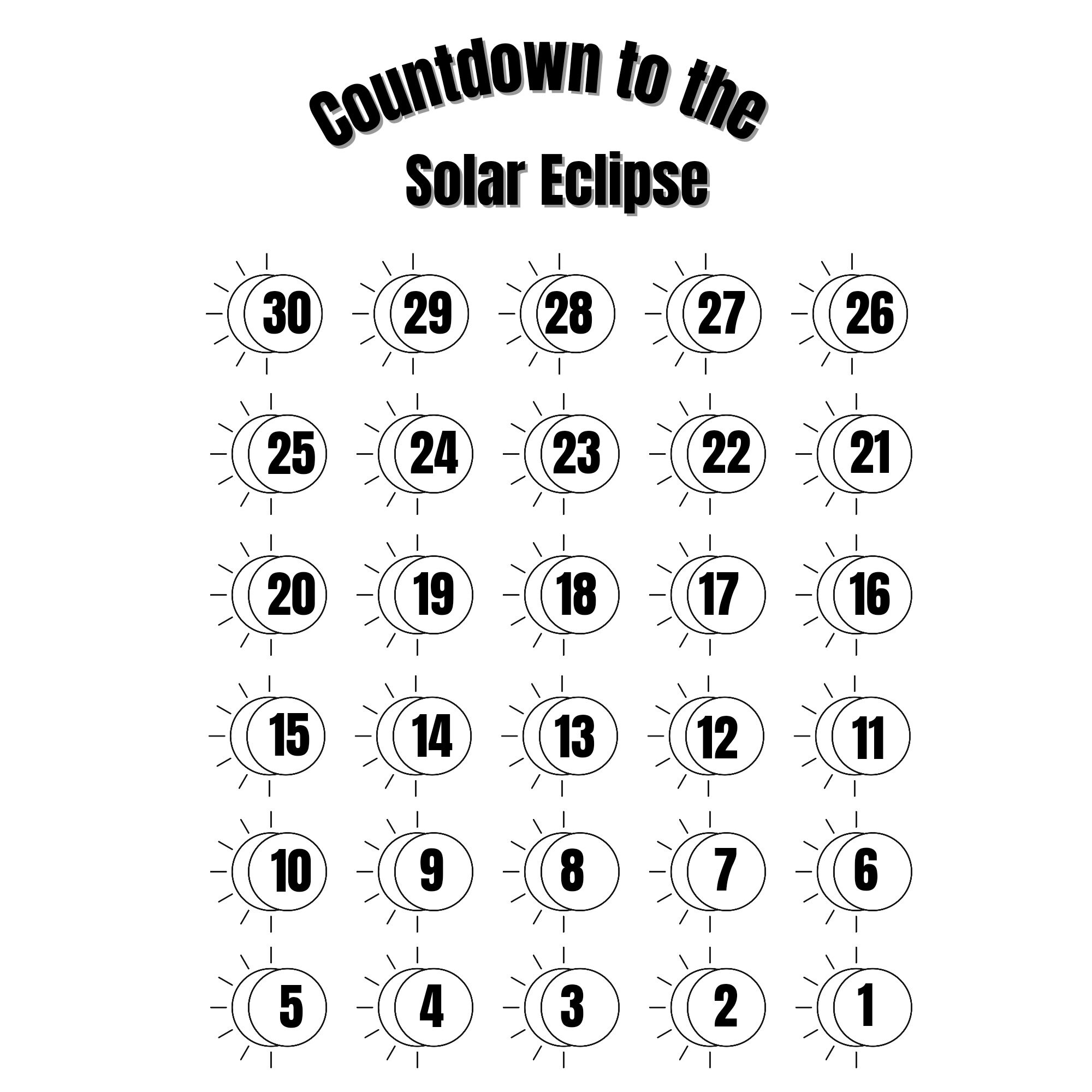Solar Eclipse Printable PDF Bundle of 3 Countdown to the Solar Eclipse ...