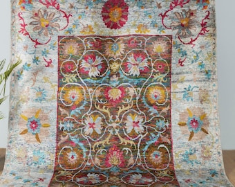 8x10 Oushak Turkish Rug | Vintage Floral Medallion, Wool Blend