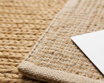 Alfombra de cocina de yute natural trenzado – Kilim de baño estilo bohemio, alfombra ecológica a medida.