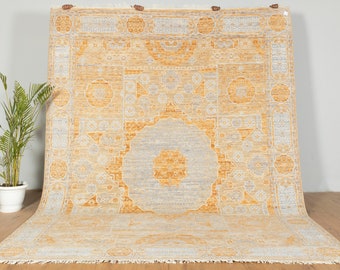 200x300 Moderne Oushak Teppiche | Handgeknüpfte Teppiche | Moderne Medaillon Vintage Teppiche | Traditionelle Mamluk Wollteppiche, türkische Akzentteppiche 83129