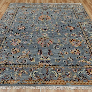 10x14 Decorative Oushak Area Rug | 9x12 Gray Floral Wool Carpet | Hand Knotted Oriental Rug For Living Room Bedroom | Custom Size Available