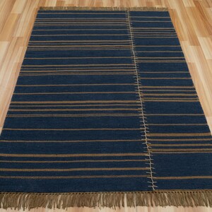 Handwoven Kilim Rug | Kilim Contemporary Neutral Rugs | Moroccan Area Nordic Flat Weave Wool Rugs | Vintage Boho Rugs For Bedroom Decor