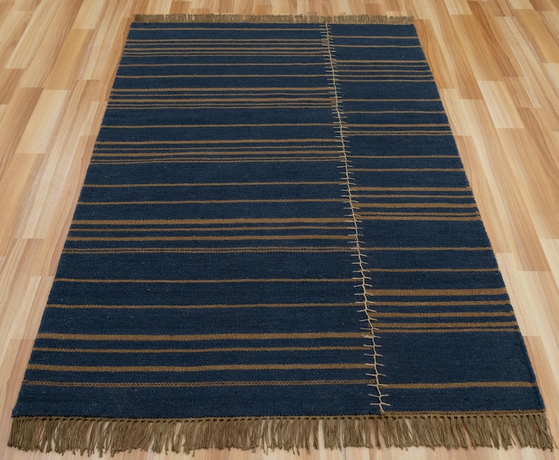 Handwoven Kilim Rug | Kilim Contemporary Neutral Rugs | Moroccan Area Nordic Flat Weave Wool Rugs | Vintage Boho Rugs For Bedroom Decor