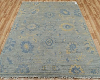280x300 Grauer Oushak Teppich: Handgeknüpfter Türkischer Vintage Teppich aus Wolle