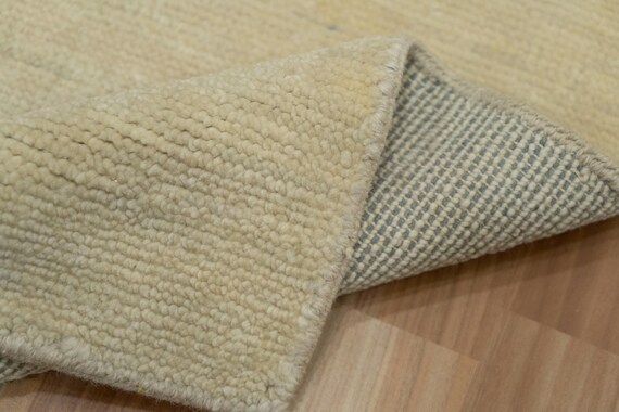 Modern Cream Beige Area Rug, Handmade Wool Carpet, Contemporary Plush Living Room Rug, Soft Minimalist Bedroom Rug