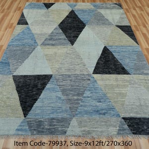 Hand Knotted Wool Rug: Gray Geometric Berber Design, 6x9 Moroccan Style