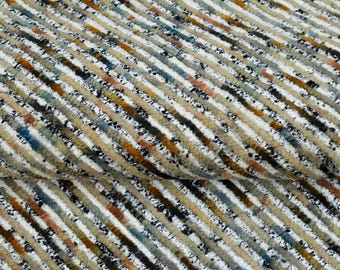 Hand-Knotted Wool Silk Area Rug: Modern Striped Design
