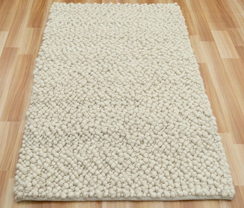 Bumpy Wool Rug Handmade Wool Rugs | Modern Area Chunky Flatweave | Ivory Loop ...