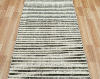 Black Striped Jute Rug | Black Striped Custom Premium Rug | Modern Handwoven Rug| Jute Area Natural Fiber Contemporary Rug For Bedroom Decor
