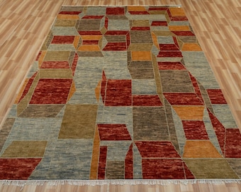 Hand-Knotted New Zealand Wool Rug: Vintage Berber Style