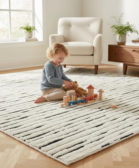 ヴィンテージ モロッコ エスニック柄 ラグマット ストライプ フリンジ付き モロッコストライプ-stripeラグ ヴィンテージ モロッコ エスニック柄