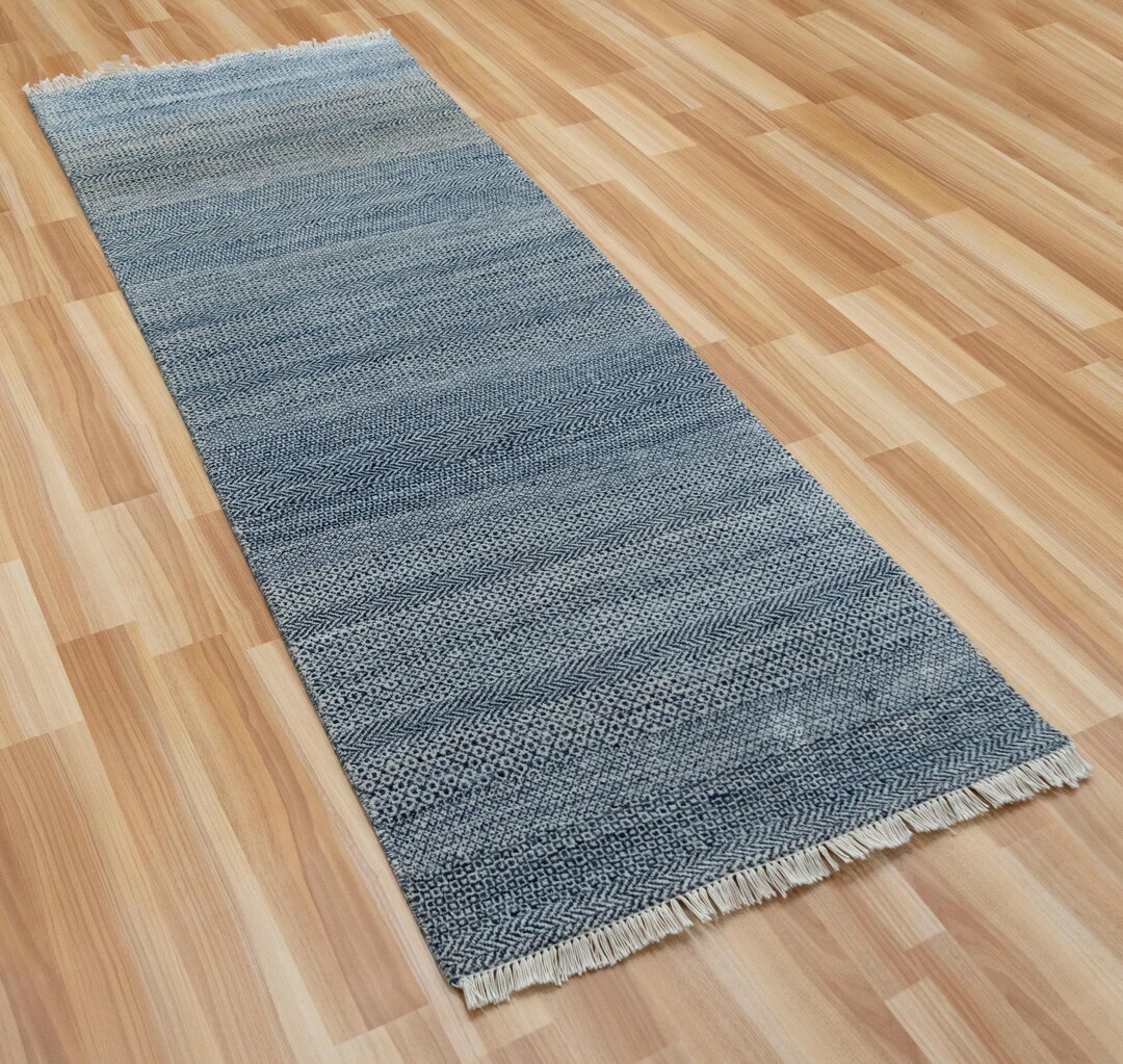 Vintage Boho Rug for Stairs | 2.6x7 Indo Savannah Blue Rug |vintage ...