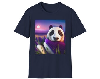cute panda soft t-shirt, lavender, adorable panda