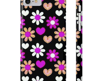 Iphone mobile phone case with sublimation of flowers with hearts