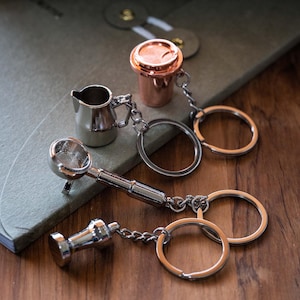 Coffee Lover Mini Series Collectibles Portafilter & Coffee Tamper Friendship Keychain Coffee Cup Key Chain , Australia Based Seller