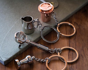 Coffee Lover Mini Series Collectibles Portafilter & Coffee Tamper Friendship Keychain Coffee Cup Key Chain , Australia Based Seller