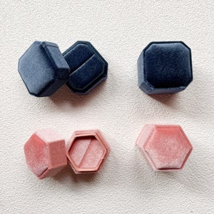 Australia Stock Velvet Luxury Pink Navy Ring Marriage Proposal Jewellery Love Small Gift Box Storage Retail Wedding Gifting Box Supply