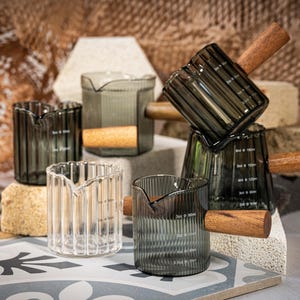 Espresso Milk Coffee Measuring Cup with Spout Single Double Spout  Scale Heat Resistant Modern Kitchen Cafe Xmas Holiday Gift Idea austock