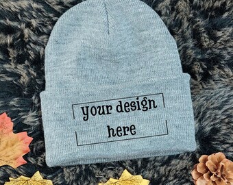 gray knit beanie mockup, accessories mockup , beanie mockup, hat mockup, cap mockup, winter mockup, christmas mockup, model mockup,