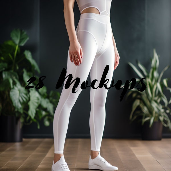 Leggins mockup, yoga pants mockup, sport pants mockup, white leggins mockup, sportswear mockup, sporty mockup, pants mockup